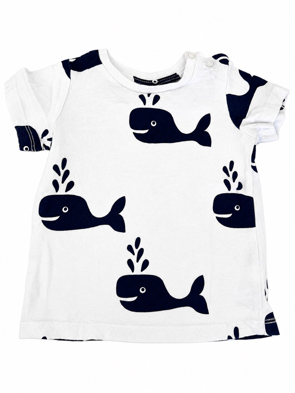 Seed Heritage Kids White Tee with Navy Whale Print